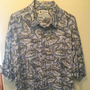 VTG Columbia Mens Button Up Fishing Shirt Size L